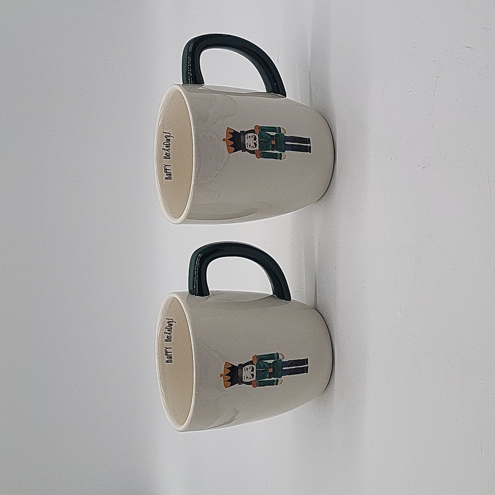 Rae Dunn Nutcracker Mug Happy Holidays Green x 2